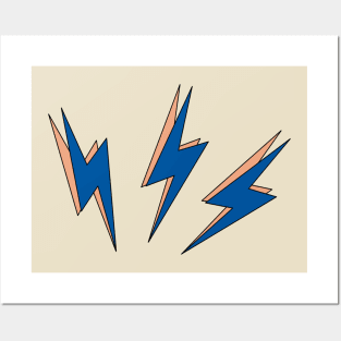 Lightning Bolts (Blue & Peach) Posters and Art